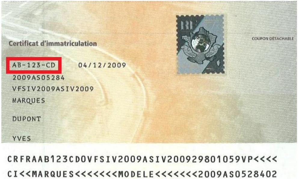 Nr rejestracyjny auta